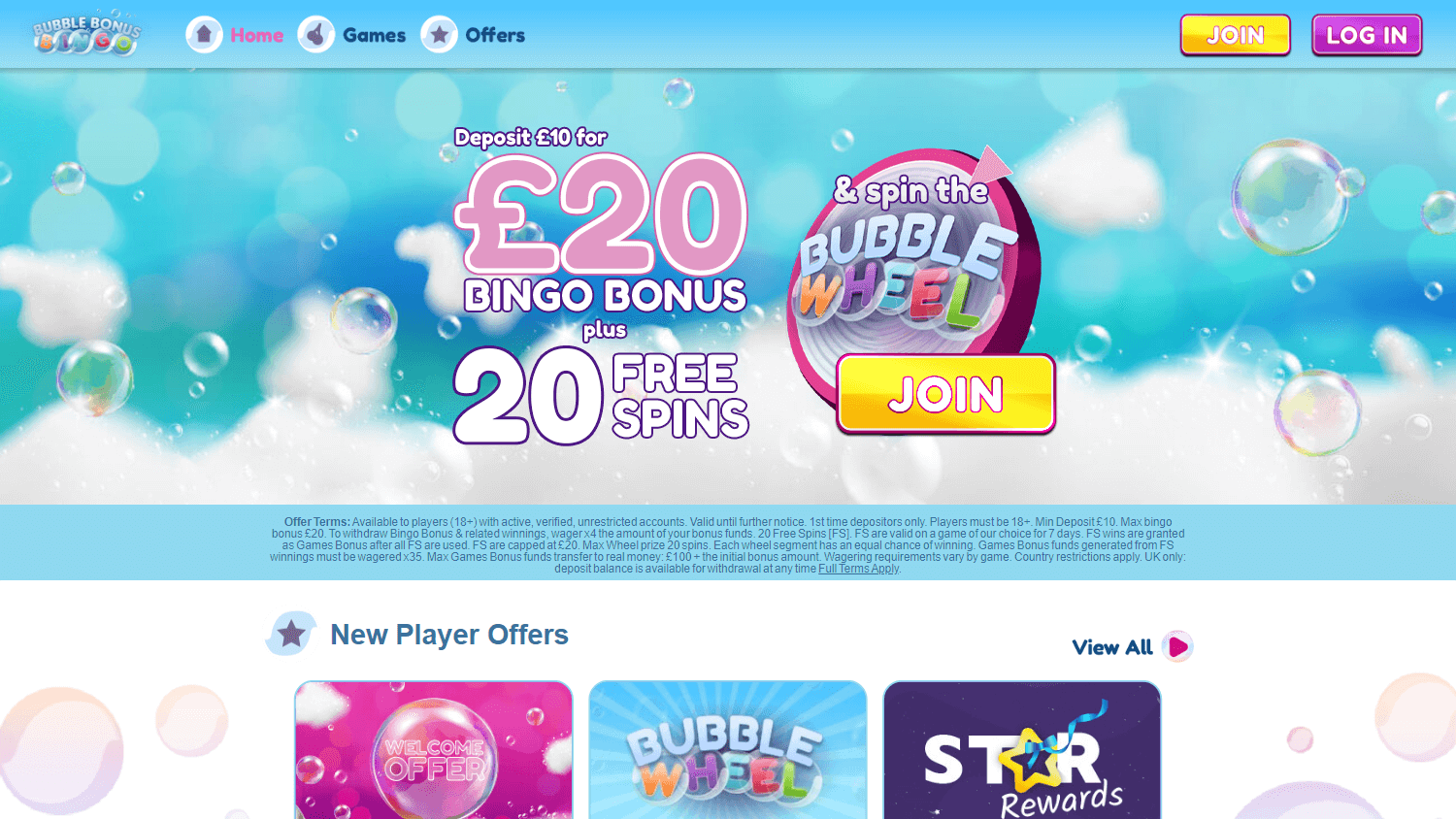 Bubble Bonus Bingo Casino Desktop screenshot