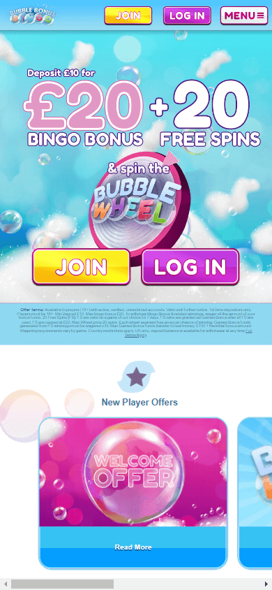 Bubble Bonus Bingo Casino Mobile screenshot